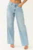 Cello Light Wash Rhinestone Wide Leg Jeans sold by Lime Lush