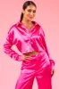 Magenta Rhinestone Detail Long Sleeve Crop Top sold by Lime Lush