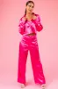 Magenta Rhinestone Detail Long Sleeve Crop Top sold by Lime Lush
