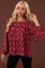 Hibiscus Patterned Blouse with Ruffle Detail sold by Lime Lush
