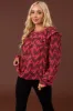 Hibiscus Patterned Blouse with Ruffle Detail sold by Lime Lush