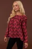 Hibiscus Patterned Blouse with Ruffle Detail sold by Lime Lush
