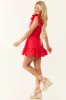 Lipstick V Neck Ruffle Sleeve Mini Romper Dress sold by Lime Lush