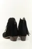 Black Faux Suede Fringe Heeled Booties sold by Lime Lush