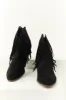 Black Faux Suede Fringe Heeled Booties sold by Lime Lush