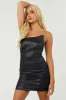 Black Glitter Asymmetrical Strapless Dress sold by Lime Lush