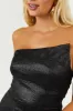Black Glitter Asymmetrical Strapless Dress sold by Lime Lush