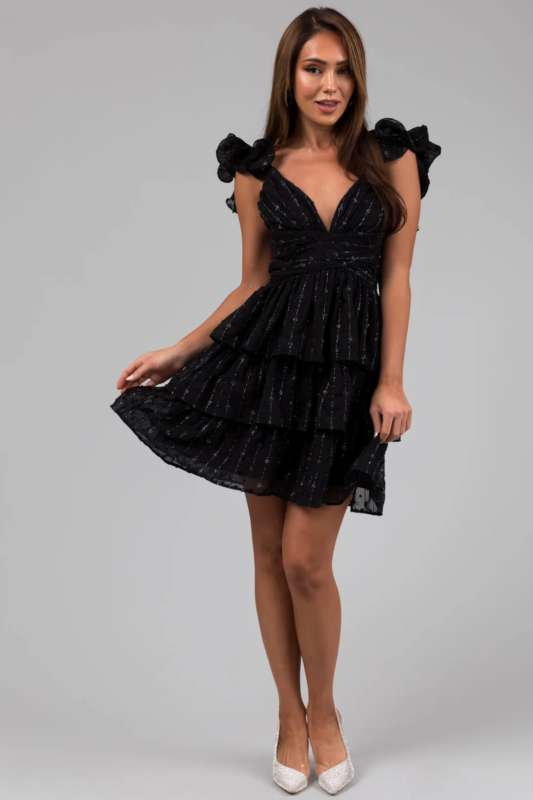Black Sleeveless Open Back Ruffle Mini Dress sold by Lime Lush product image thumbnail 5