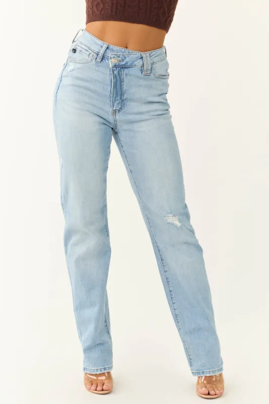 KanCan Light Wash High Rise 90's Straight Jeans sold by Lime Lush