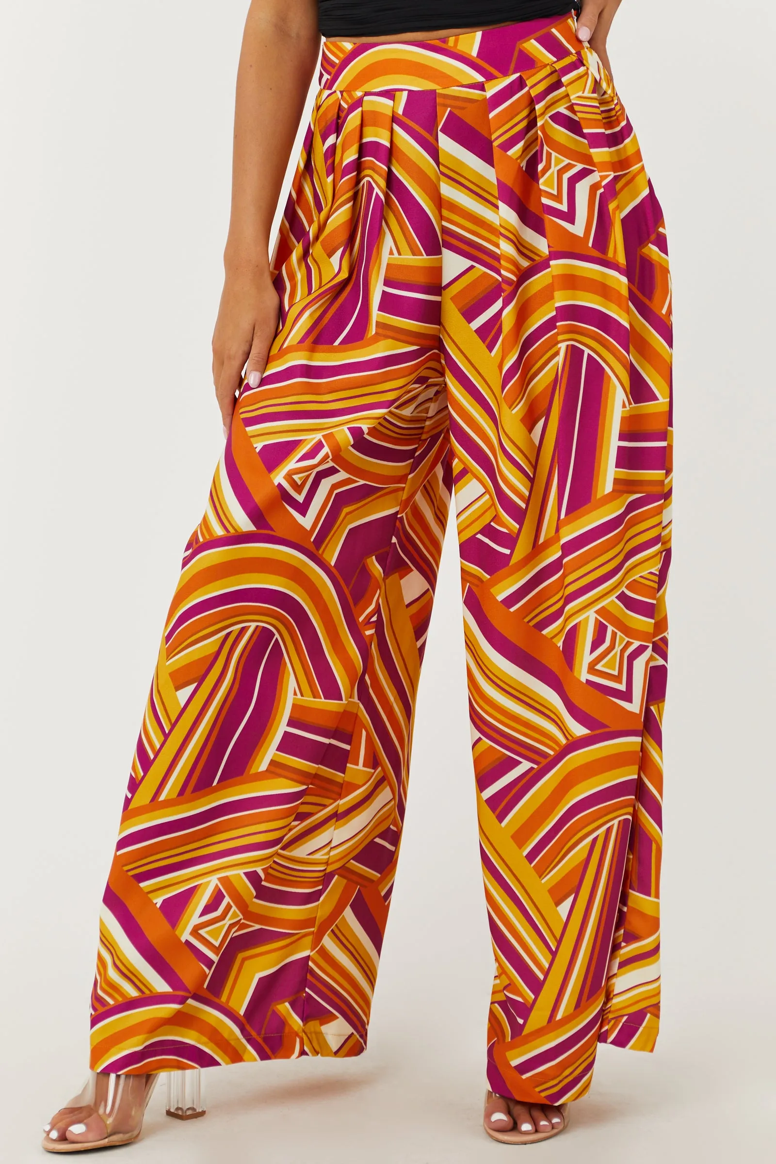 Flying Tomato Sunset and Plum Abstract Print Flare Pants sold by Lime Lush product image thumbnail 3