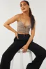 Taupe Smocked Cut Out Cropped Cami Top sold by Lime Lush