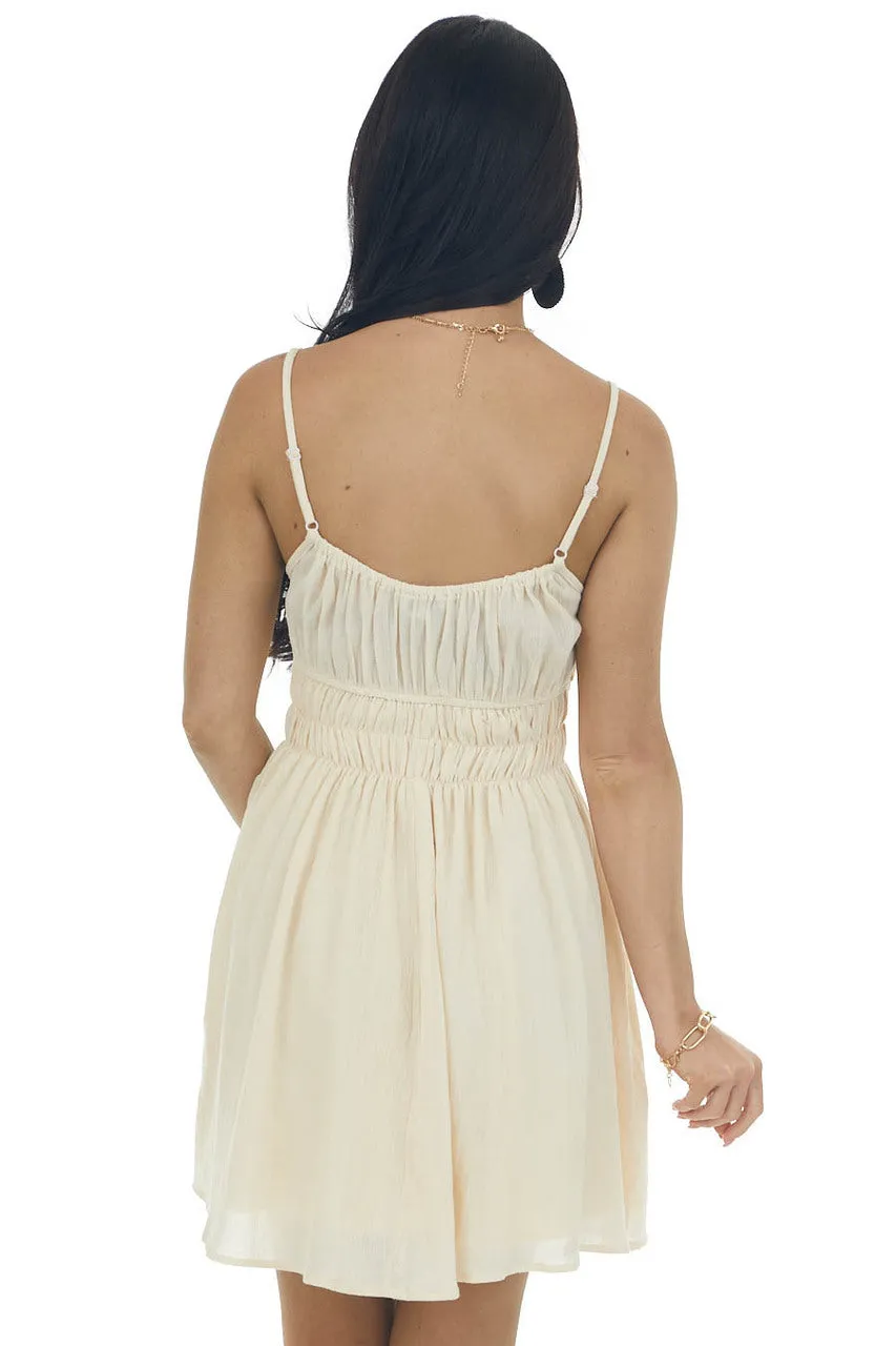 Cream Sleeveless Ruched Waist Mini Dress sold by Lime Lush product image thumbnail 5