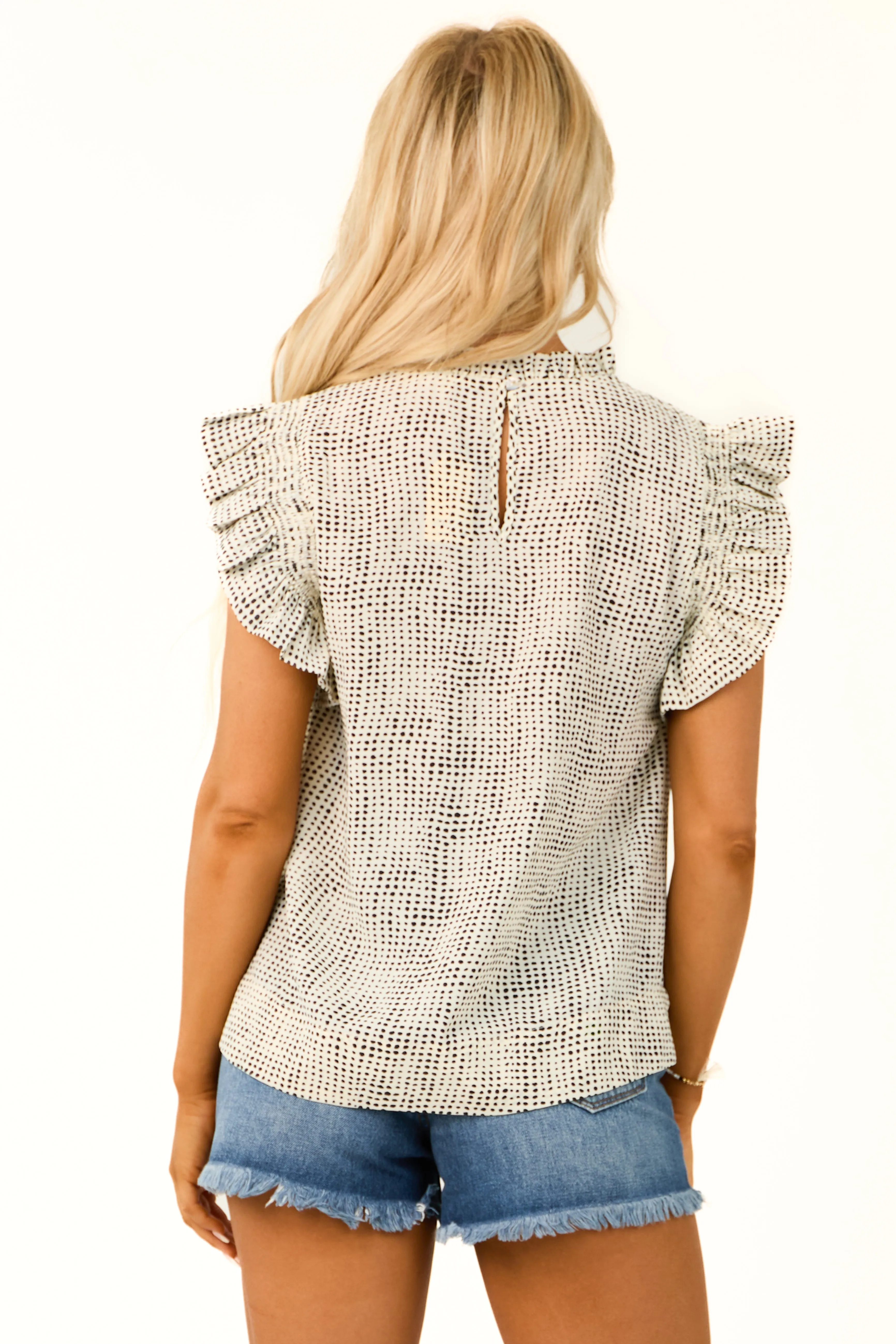 Coconut Geo Print Ruffle Sleeve Blouse sold by Lime Lush product image thumbnail 5