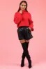 Scarlet Turtleneck Cropped Bubble Sleeve Sweater sold by Lime Lush