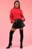 Scarlet Turtleneck Cropped Bubble Sleeve Sweater sold by Lime Lush