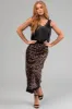 Cocoa Leopard Print Lace Trim Satin Midi Skirt sold by Lime Lush
