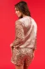 Rose Gold Sequined 3/4 Sleeve Plain Back Top sold by Lime Lush