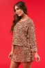 Rose Gold Sequined 3/4 Sleeve Plain Back Top sold by Lime Lush