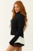 Black Cropped Ribbed Cable Knit Sweater sold by Lime Lush