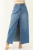 Medium Wash Denim Front Slit Maxi Skirt sold by Lime Lush