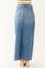 Medium Wash Denim Front Slit Maxi Skirt sold by Lime Lush