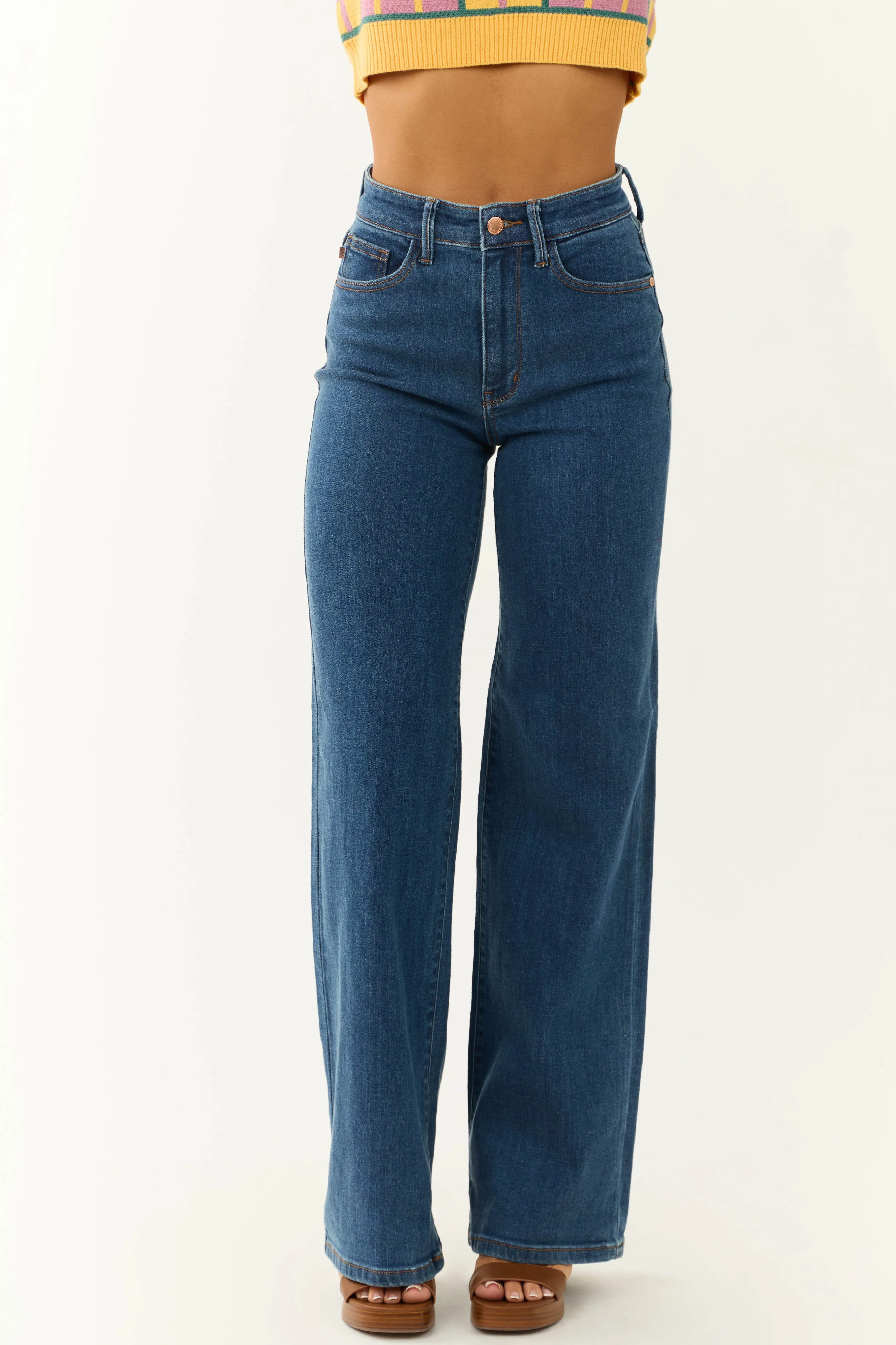Judy Blue Dark Wash Vintage Wide Leg Jeans sold by Lime Lush product image thumbnail 3