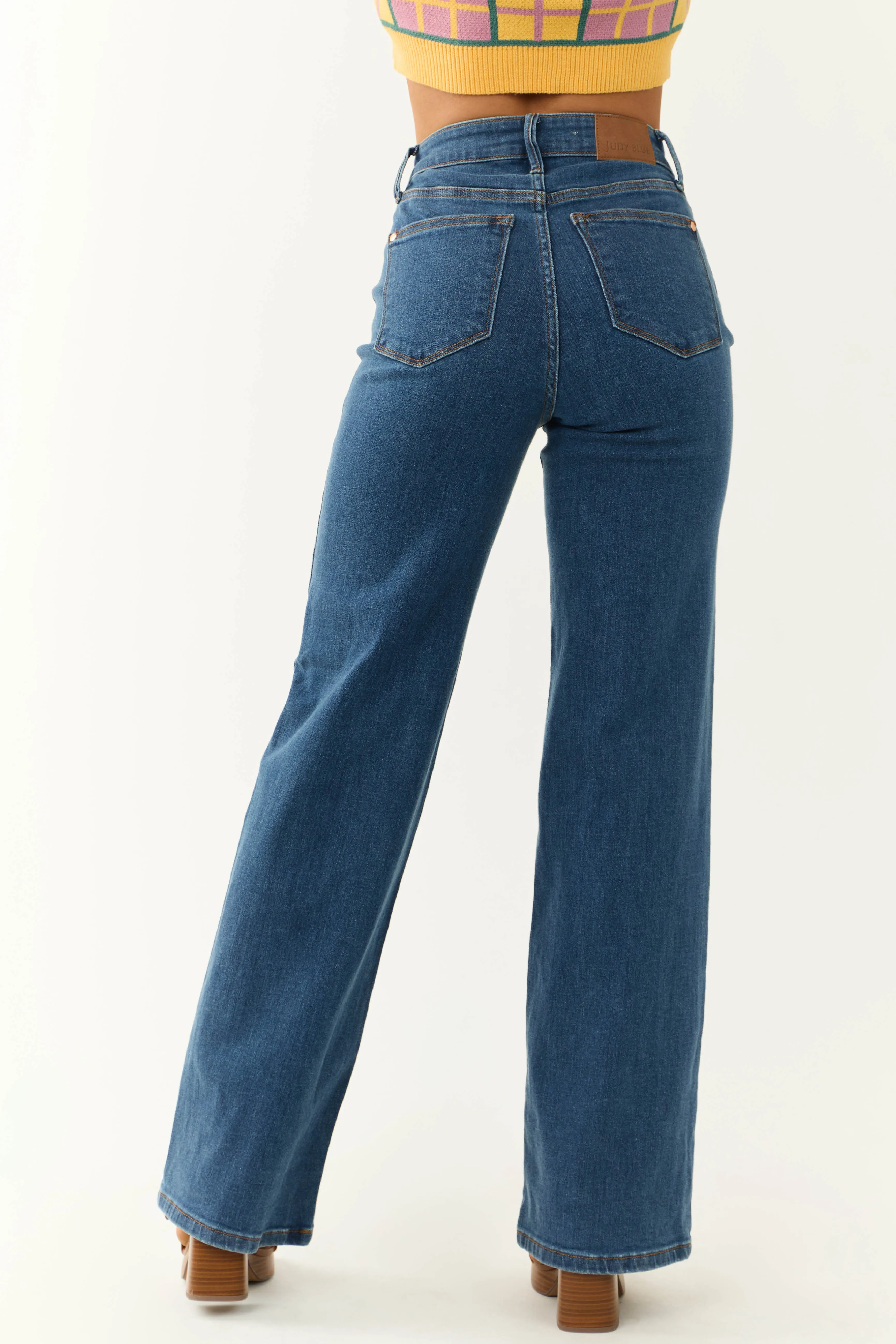 Judy Blue Dark Wash Vintage Wide Leg Jeans sold by Lime Lush product image thumbnail 5