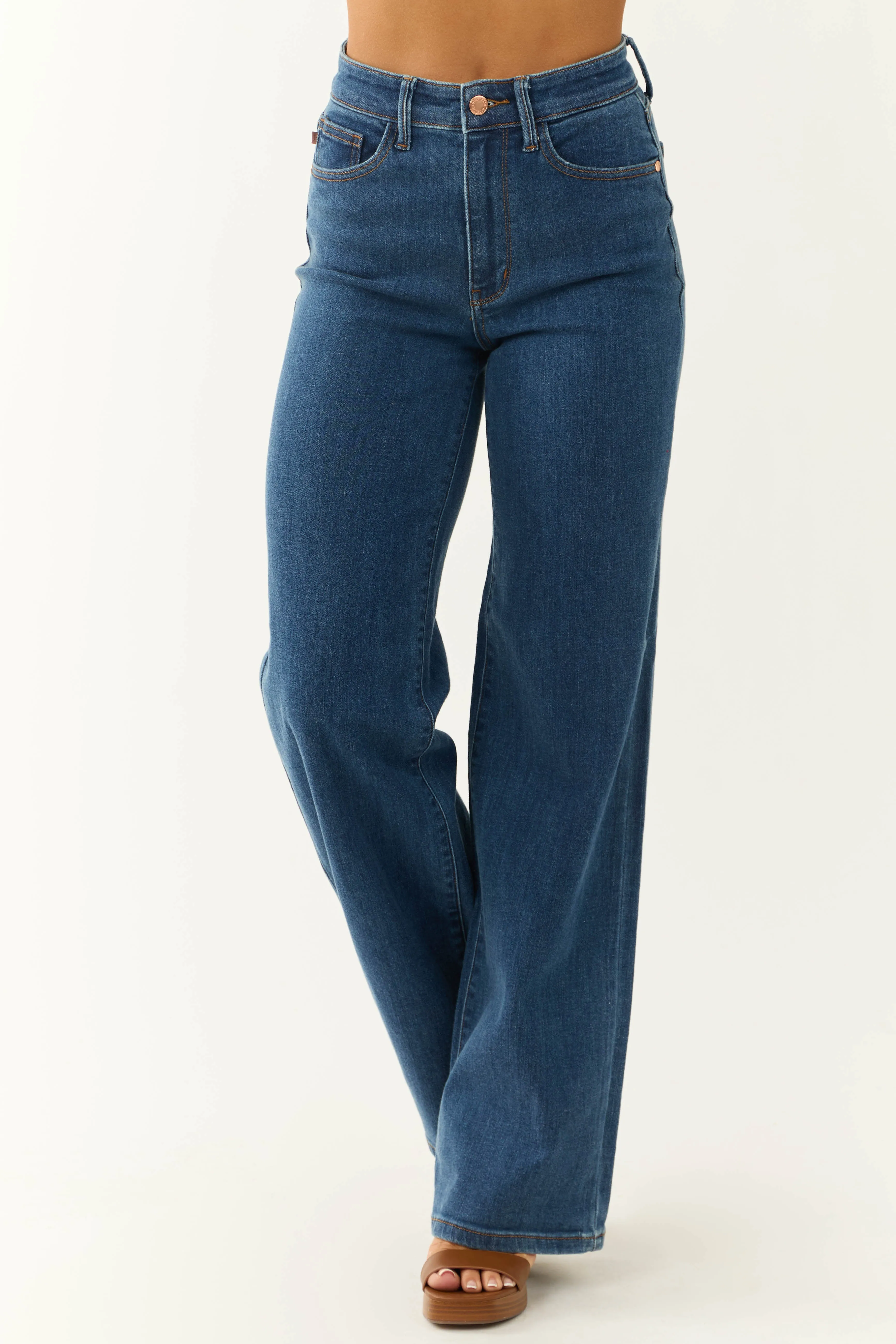 Judy Blue Dark Wash Vintage Wide Leg Jeans sold by Lime Lush