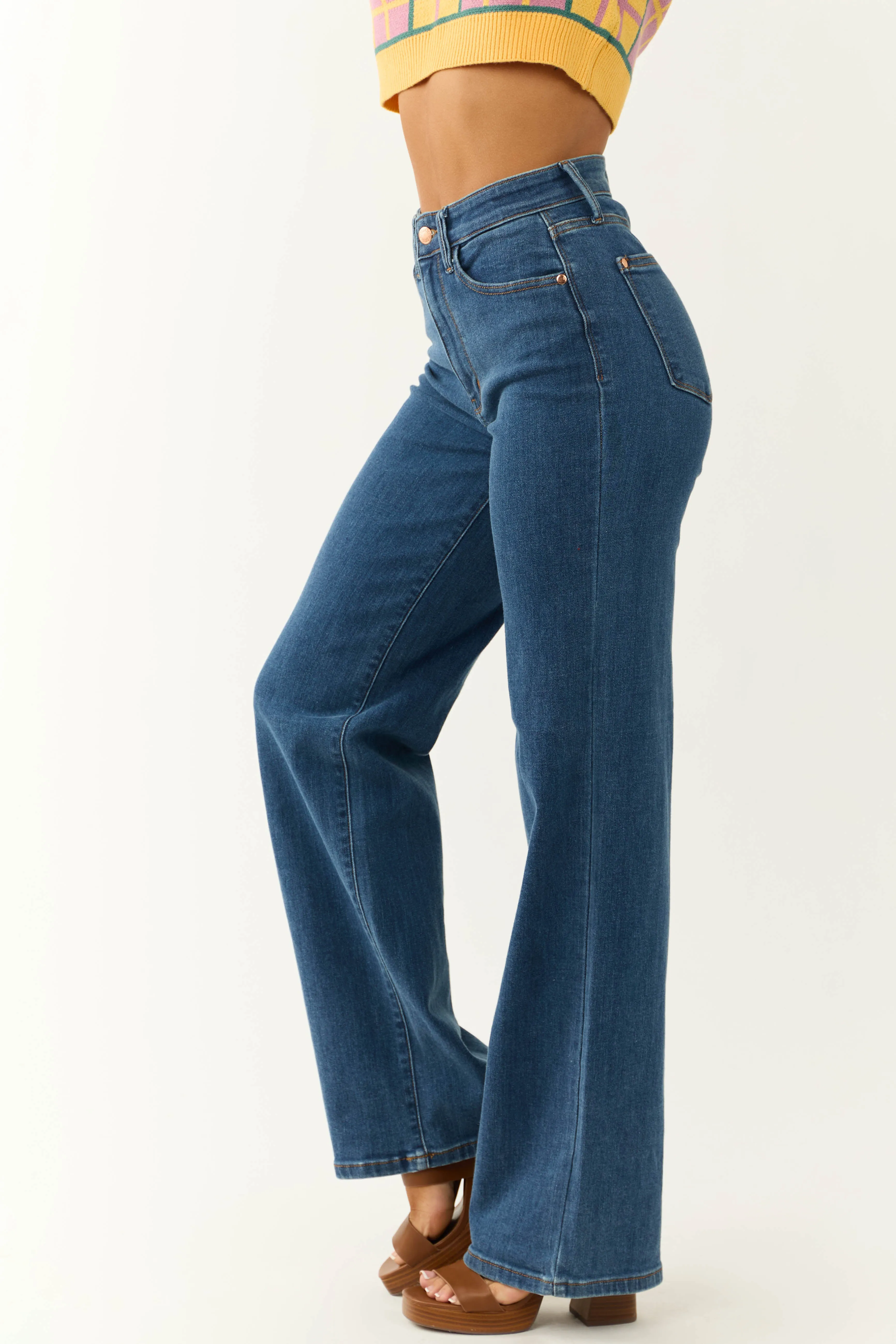 Judy Blue Dark Wash Vintage Wide Leg Jeans sold by Lime Lush product image thumbnail 4