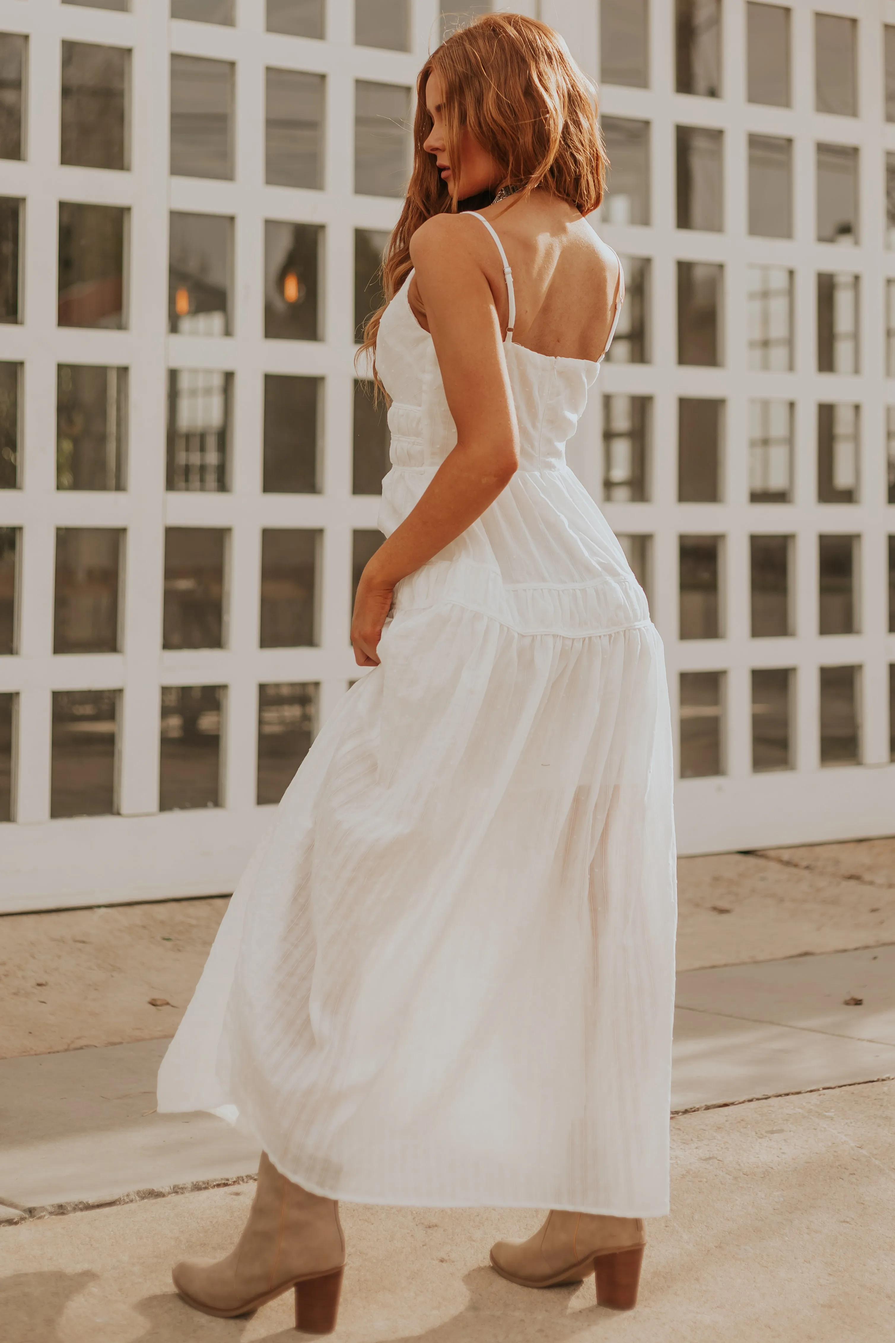 White Swiss Dot Plunge Neck Maxi Dress sold by Lime Lush product image thumbnail 5