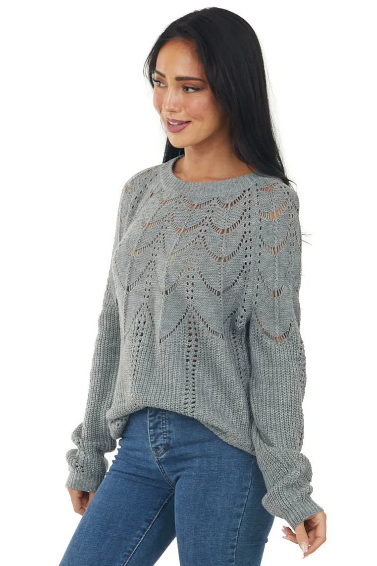 Graphite Long Sleeve Pointelle Knit Sweater sold by Lime Lush product image thumbnail 4