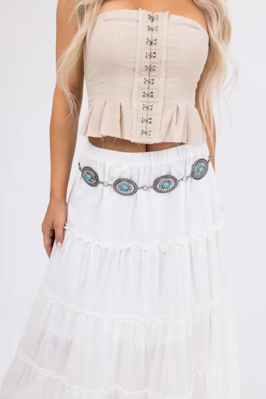 Silver and Turquoise Stone Western Disc Belt sold by Lime Lush