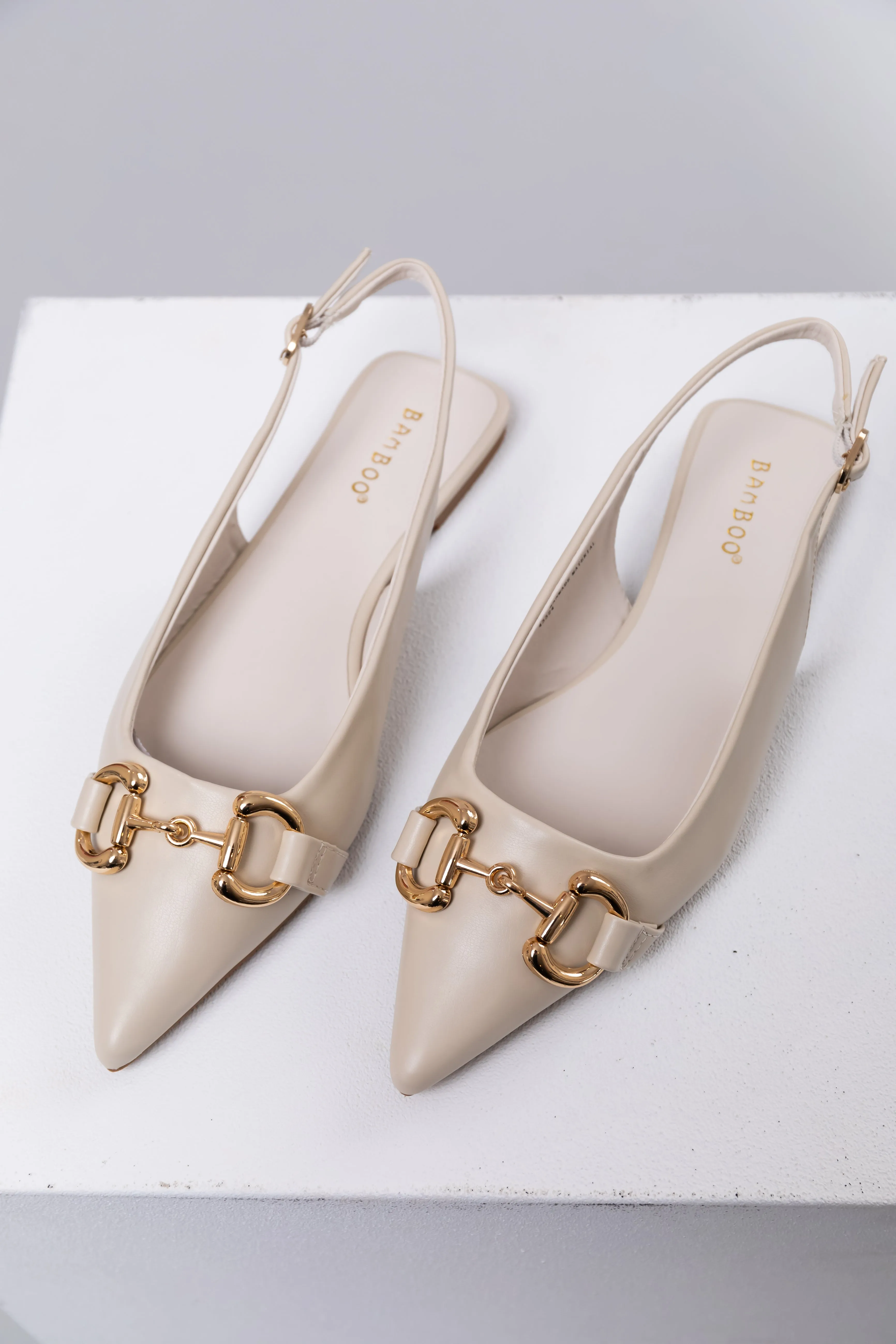 Ivory Pleather Pointed Toe Sling Back Flats sold by Lime Lush product image thumbnail 4