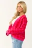 Fuchsia Houndstooth Long Sleeve Cardigan sold by Lime Lush