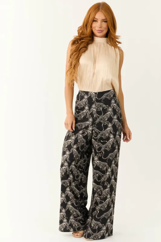 She+Sky Black Tiger Print Flowy Pants sold by Lime Lush