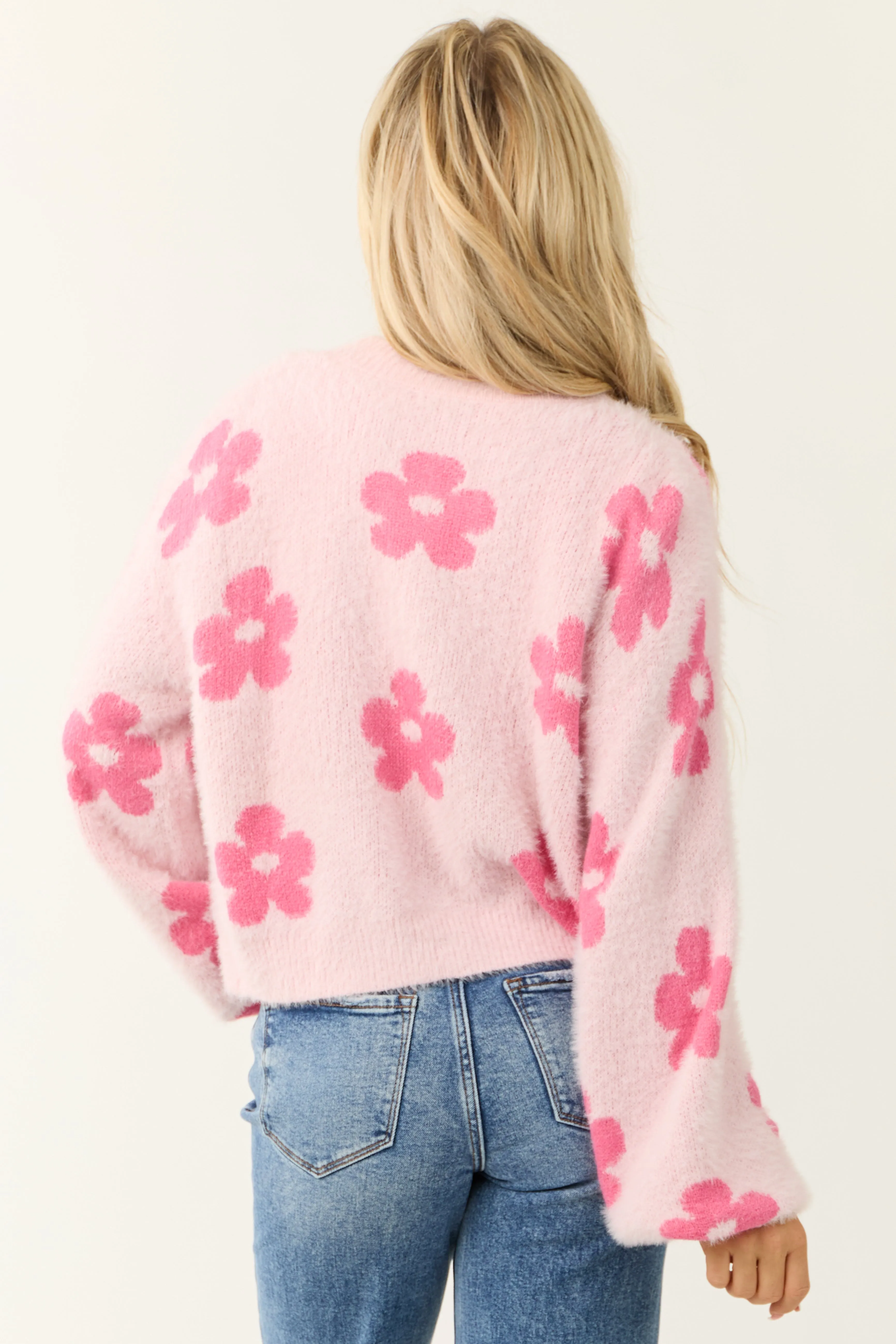 Blush Floral Print Open Front Textured Cardigan sold by Lime Lush product image thumbnail 5