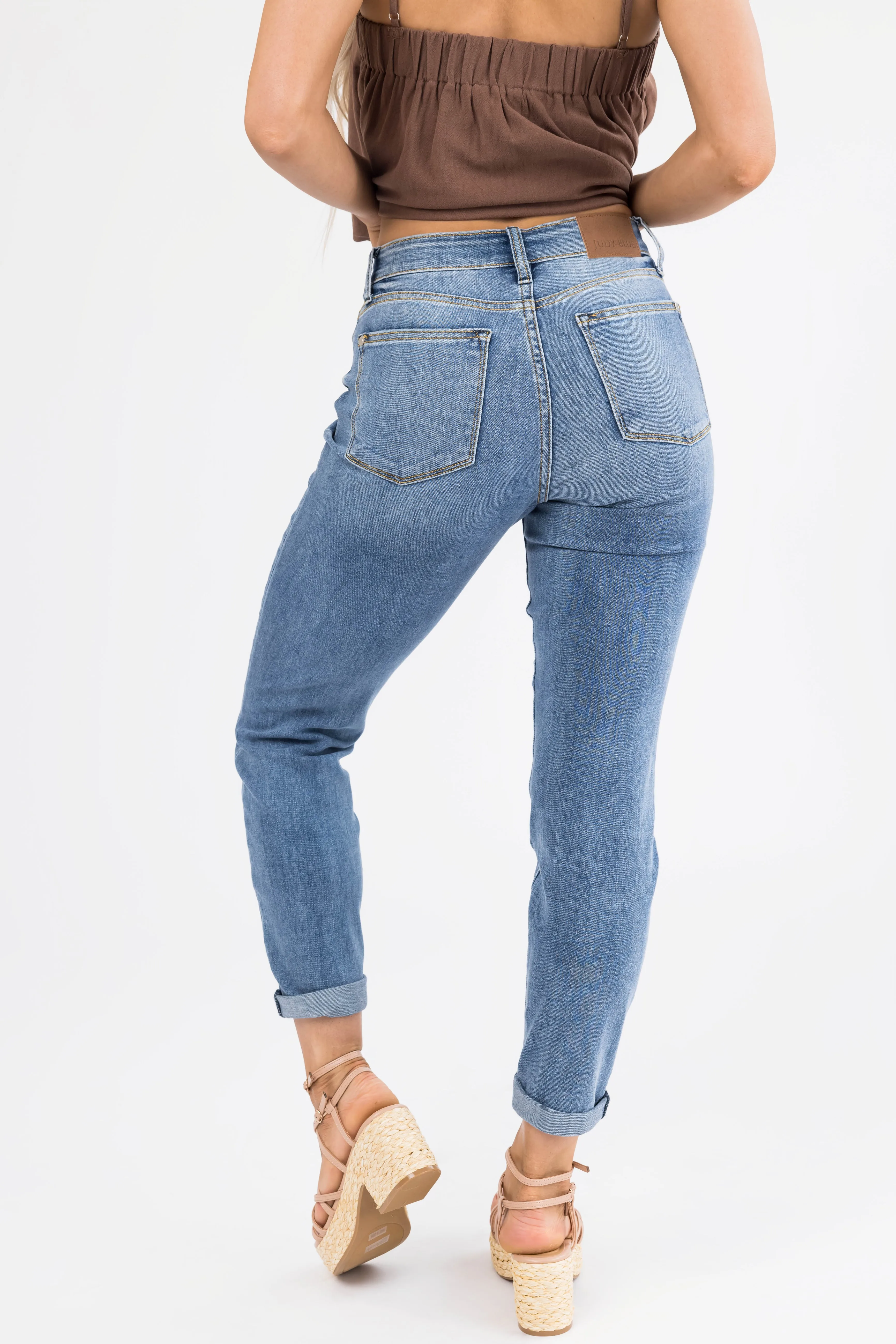 Judy Blue Medium Wash Straight Leg Ankle Jeans sold by Lime Lush product image thumbnail 4