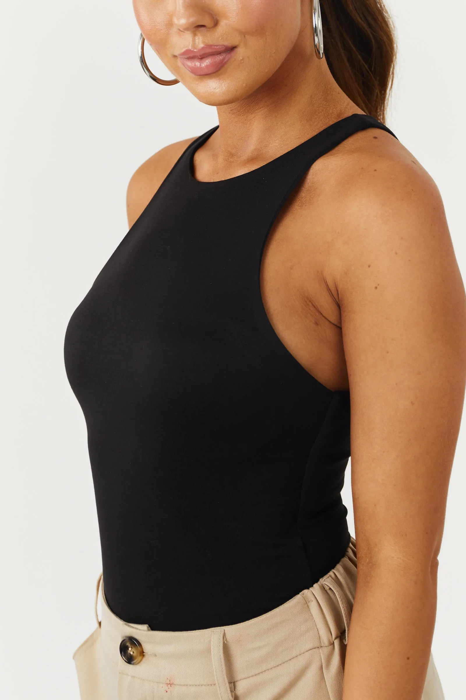 Black Soft Brushed Knit Sleeveless Bodysuit sold by Lime Lush product image thumbnail 5