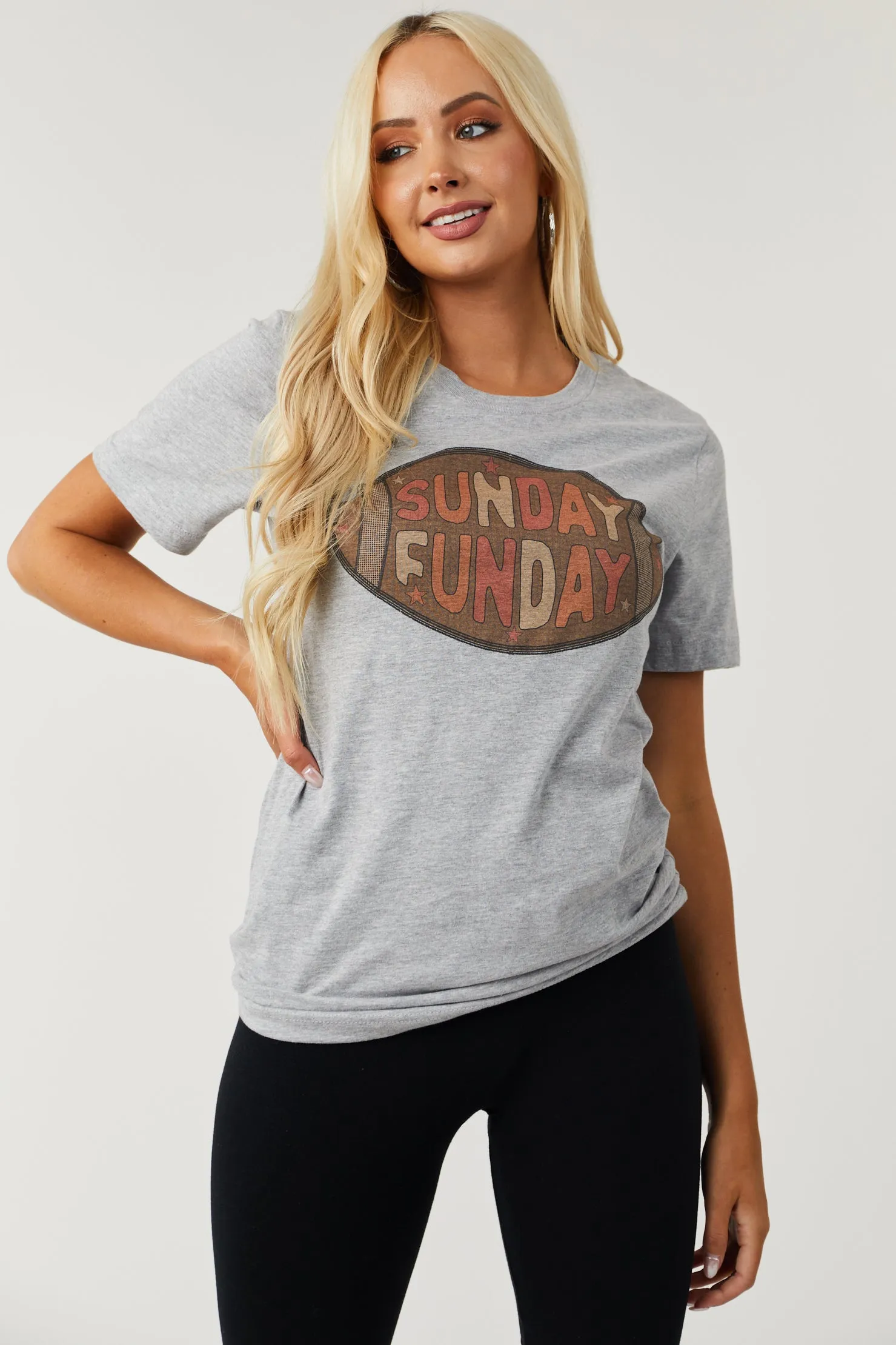 Heather Grey 'Sunday Funday' Graphic Tee sold by Lime Lush