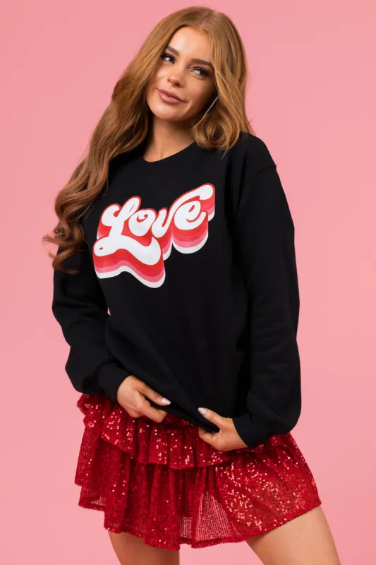 Black 'Love' Long Sleeve Knit Sweatshirt sold by Lime Lush