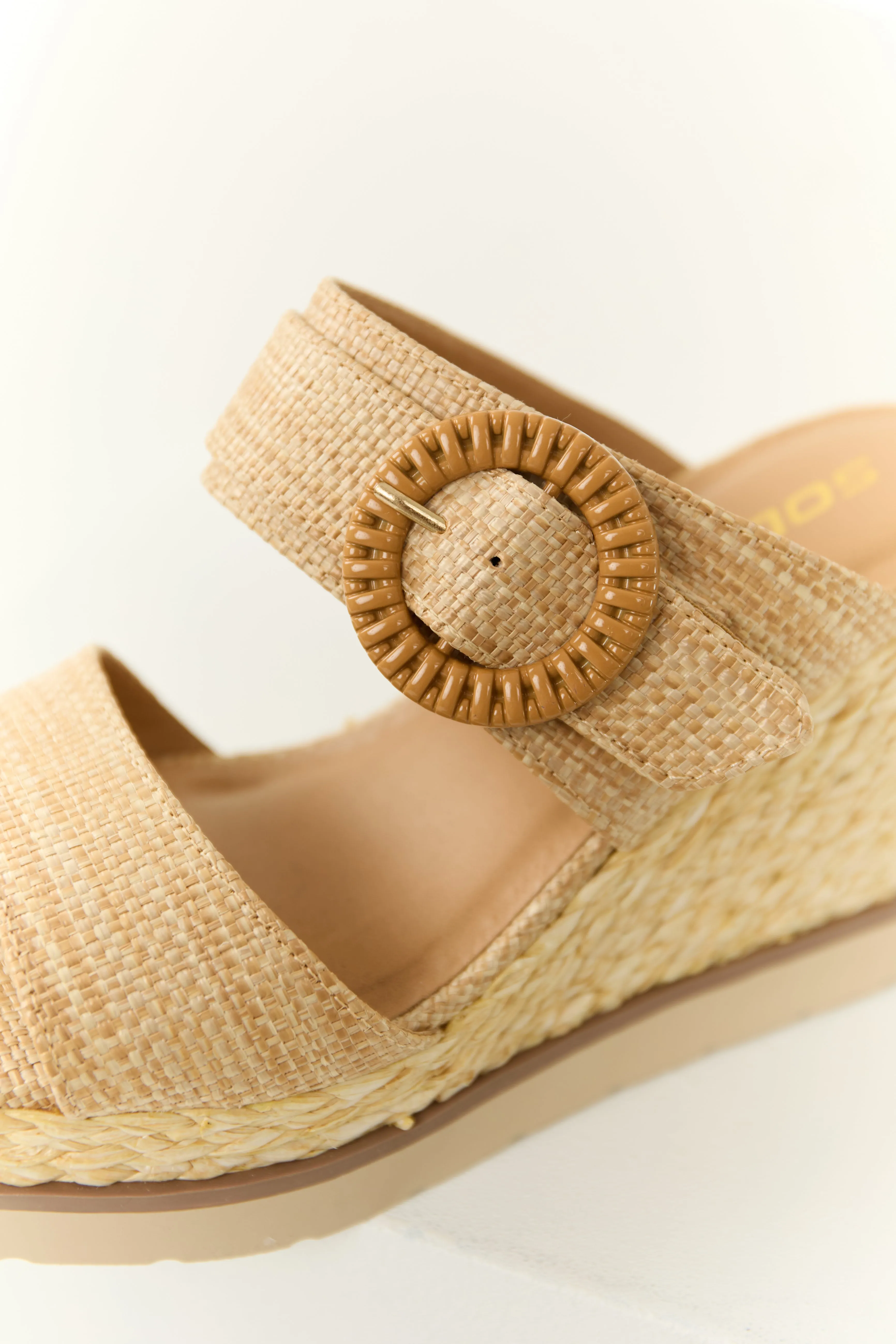 Latte Chunky Platform Raffia Wedge Heels sold by Lime Lush product image thumbnail 5
