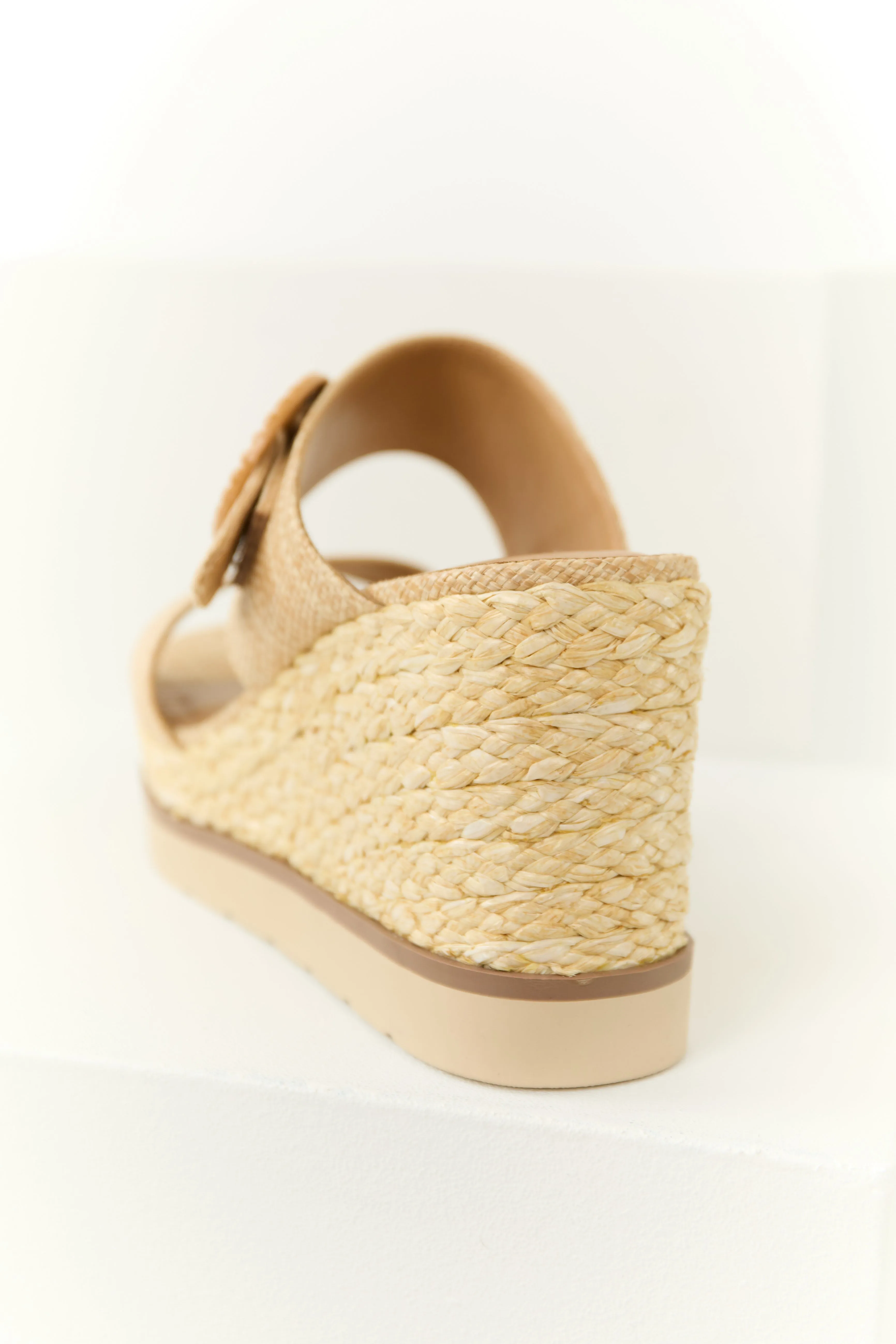 Latte Chunky Platform Raffia Wedge Heels sold by Lime Lush product image thumbnail 4