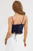 Navy Corset Tank Top with Lace Details sold by Lime Lush