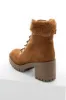 Caramel Faux Suede Lace Up Heeled Lug Booties sold by Lime Lush