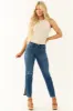 Rewash Mid Wash Lightly Distressed Split Hem Jeans sold by Lime Lush