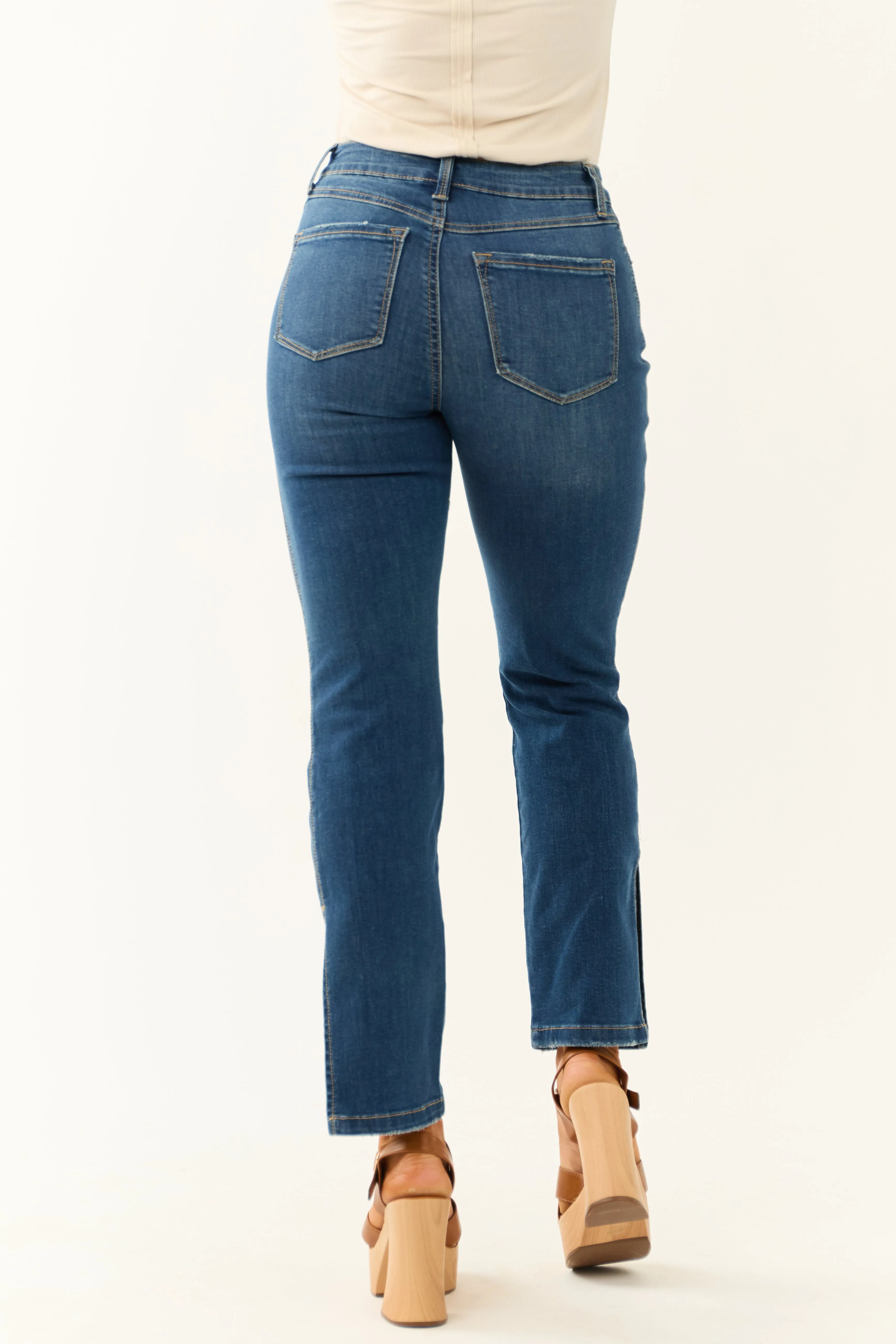 Rewash Mid Wash Lightly Distressed Split Hem Jeans sold by Lime Lush product image thumbnail 5