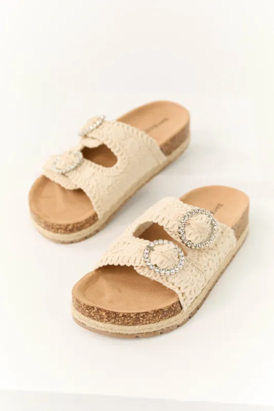 Vanilla Crochet Double Strap Slide On Sandal sold by Lime Lush