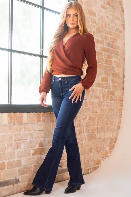KanCan Dark Wash High Rise Bootcut Jeans sold by Lime Lush