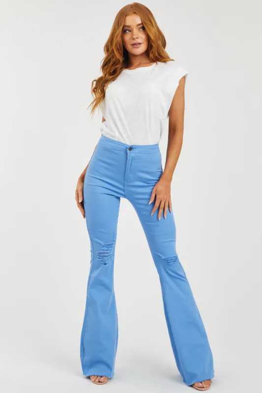 Denim Zone Hazel Cornflower High Rise Flare Jeans sold by Lime Lush