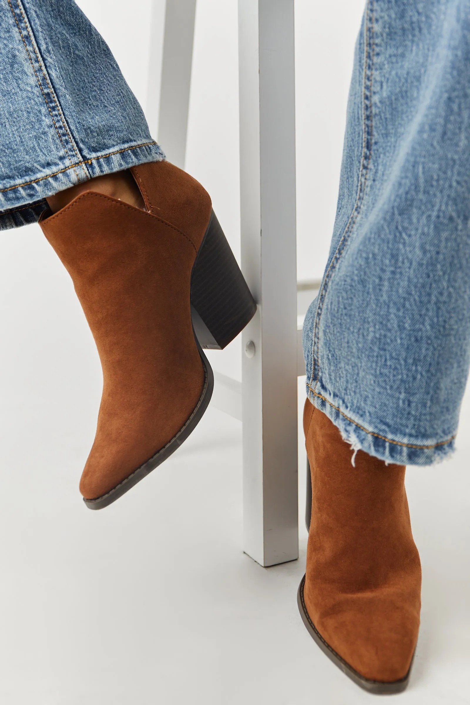 Copper Faux Suede Pointed Toe Notched Side Booties sold by Lime Lush product image thumbnail 2